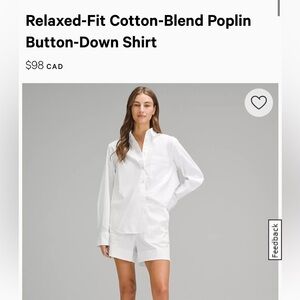 Lululemon cotton blend poplin button down shirt